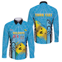 Personalised Malampa Fiji Day 2026 Family Matching Puletasi and Hawaiian Shirt Unique Style LT05 Dad's Shirt - Long Sleeve Blue - Polynesian Pride
