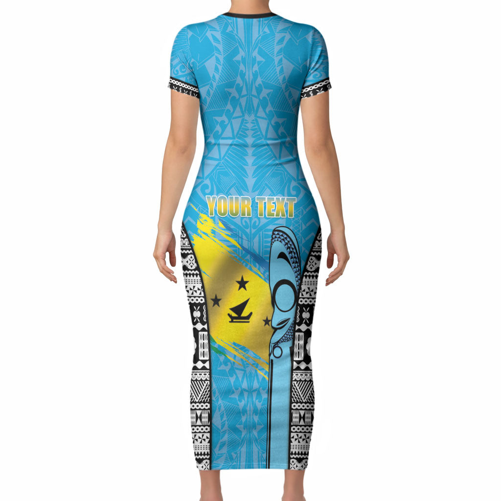 Personalised Malampa Fiji Day 2026 Short Sleeve Bodycon Dress Unique Style LT05 - Polynesian Pride