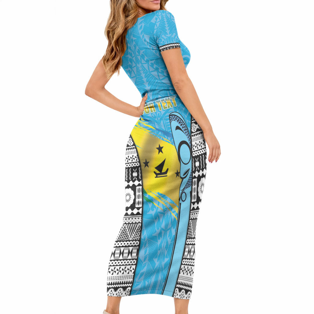 Personalised Malampa Fiji Day 2026 Short Sleeve Bodycon Dress Unique Style LT05 - Polynesian Pride
