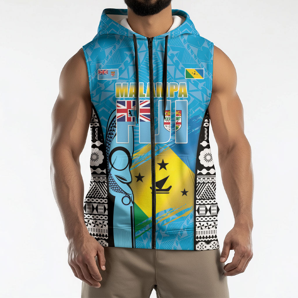 Personalised Malampa Fiji Day 2026 Sleeveless Zip Hoodie Unique Style LT05 - Polynesian Pride