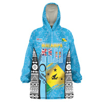 Personalised Malampa Fiji Day 2026 Wearable Blanket Hoodie Unique Style LT05 One Size Blue - Polynesian Pride