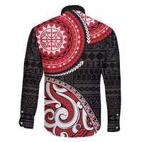 New Zealand Red Maori Koru Simple Style Family Matching Mermaid Dress and Hawaiian Shirt LT05 - Polynesian Pride