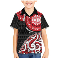 New Zealand Red Maori Koru Simple Style Family Matching Mermaid Dress and Hawaiian Shirt LT05 Son's Shirt Red - Polynesian Pride