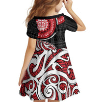 New Zealand Red Maori Koru Simple Style Family Matching Off Shoulder Maxi Dress and Hawaiian Shirt LT05 - Polynesian Pride