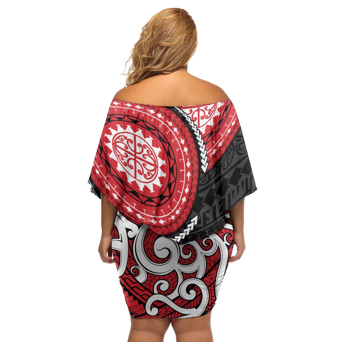 New Zealand Red Maori Koru Simple Style Family Matching Off Shoulder Short Dress and Hawaiian Shirt LT05 - Polynesian Pride