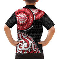 New Zealand Red Maori Koru Simple Style Family Matching Puletasi and Hawaiian Shirt LT05 - Polynesian Pride