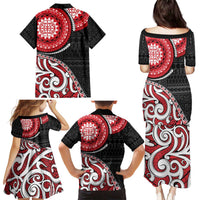 New Zealand Red Maori Koru Simple Style Family Matching Puletasi and Hawaiian Shirt LT05 - Polynesian Pride