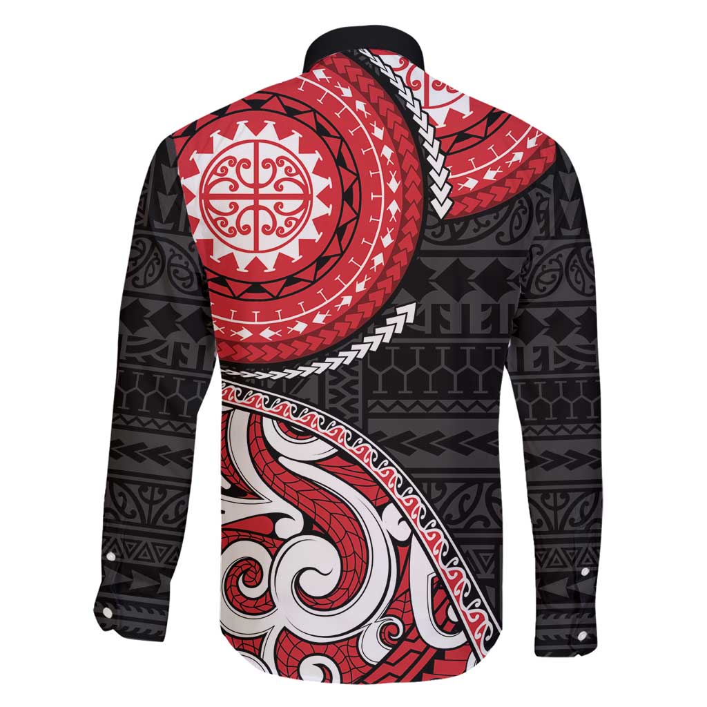 New Zealand Red Maori Koru Simple Style Family Matching Summer Maxi Dress and Hawaiian Shirt LT05 - Polynesian Pride