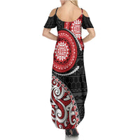 New Zealand Red Maori Koru Simple Style Family Matching Summer Maxi Dress and Hawaiian Shirt LT05 - Polynesian Pride