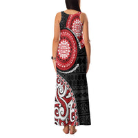 New Zealand Red Maori Koru Simple Style Family Matching Tank Maxi Dress and Hawaiian Shirt LT05 - Polynesian Pride