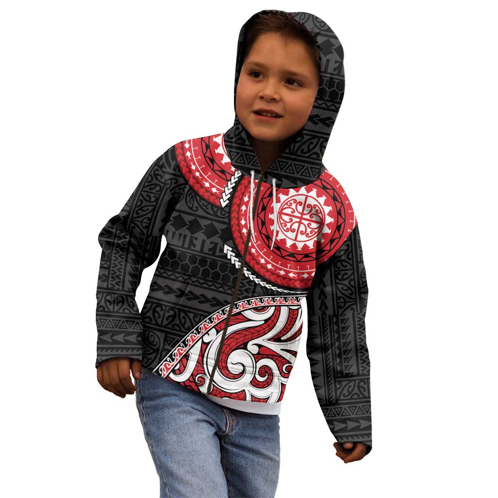 New Zealand Red Maori Koru Simple Style Kid Hoodie LT05 - Polynesian Pride