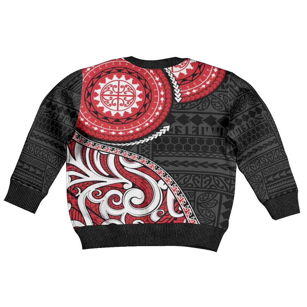 New Zealand Red Maori Koru Simple Style Kid Ugly Christmas Sweater LT05 - Polynesian Pride