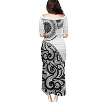 New Zealand White Maori Koru Simple Style Family Matching Puletasi and Hawaiian Shirt LT05 - Polynesian Pride