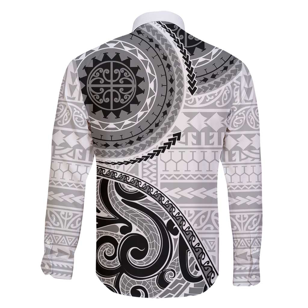 New Zealand White Maori Koru Simple Style Family Matching Short Sleeve Bodycon Dress and Hawaiian Shirt LT05 - Polynesian Pride