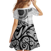 New Zealand White Maori Koru Simple Style Family Matching Summer Maxi Dress and Hawaiian Shirt LT05 - Polynesian Pride