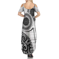 New Zealand White Maori Koru Simple Style Family Matching Summer Maxi Dress and Hawaiian Shirt LT05 - Polynesian Pride