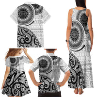 New Zealand White Maori Koru Simple Style Family Matching Tank Maxi Dress and Hawaiian Shirt LT05 - Polynesian Pride