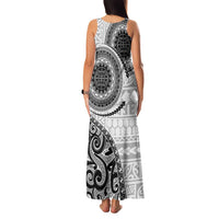 New Zealand White Maori Koru Simple Style Family Matching Tank Maxi Dress and Hawaiian Shirt LT05 - Polynesian Pride
