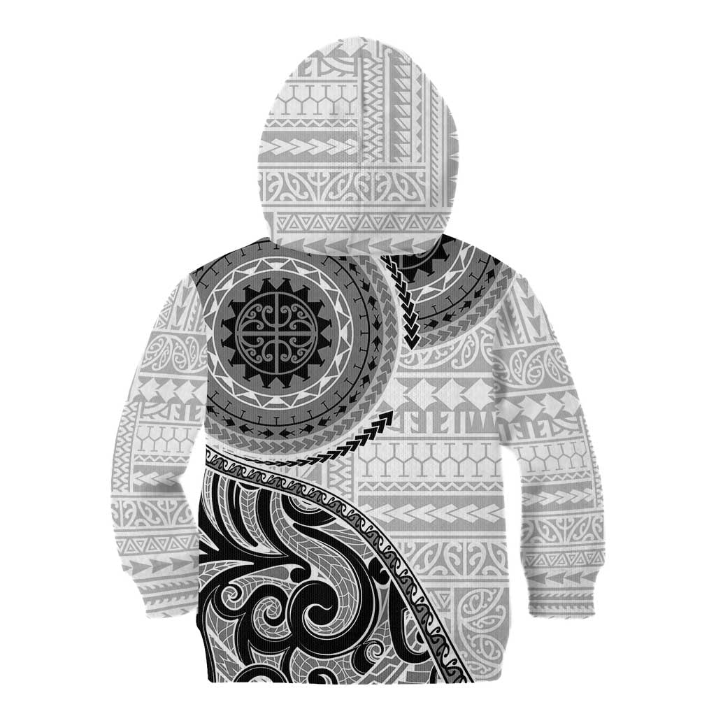 New Zealand White Maori Koru Simple Style Kid Hoodie LT05 - Polynesian Pride