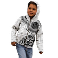 New Zealand White Maori Koru Simple Style Kid Hoodie LT05 - Polynesian Pride