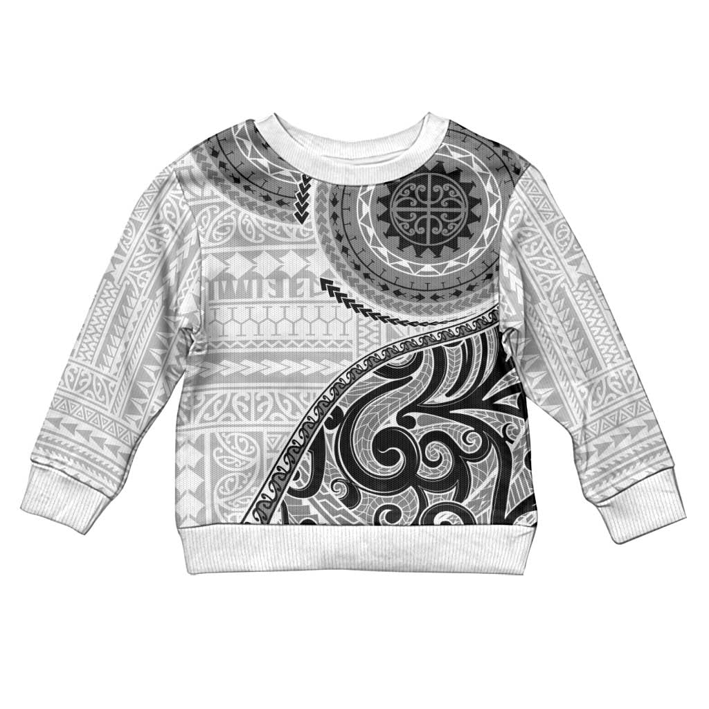 New Zealand White Maori Koru Simple Style Kid Ugly Christmas Sweater LT05 Kid White - Polynesian Pride