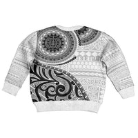 New Zealand White Maori Koru Simple Style Kid Ugly Christmas Sweater LT05 - Polynesian Pride