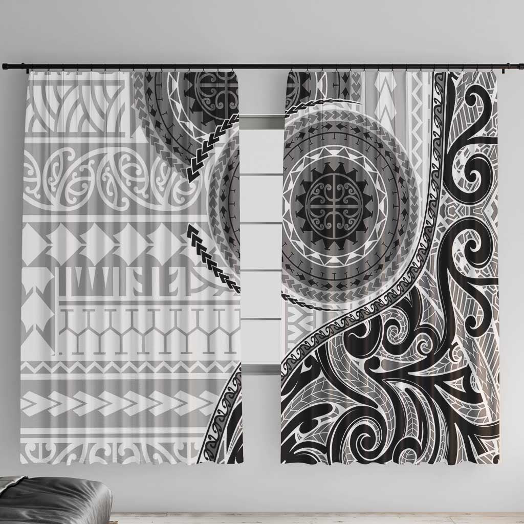 New Zealand White Maori Koru Simple Style Window Curtain LT05 With Hooks White - Polynesian Pride