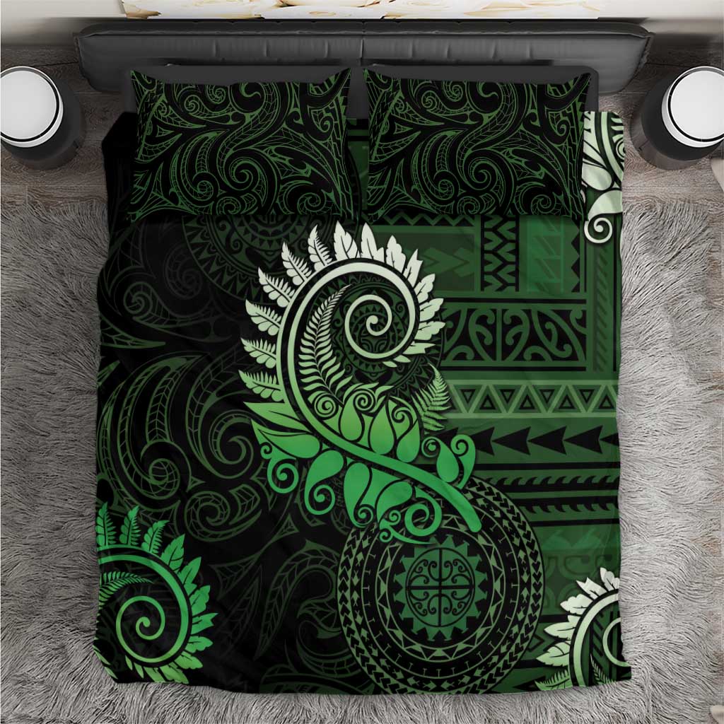 New Zealand Maori Koru Fern Bedding Set Spiral Polynesian Style Green LT05 Green - Polynesian Pride