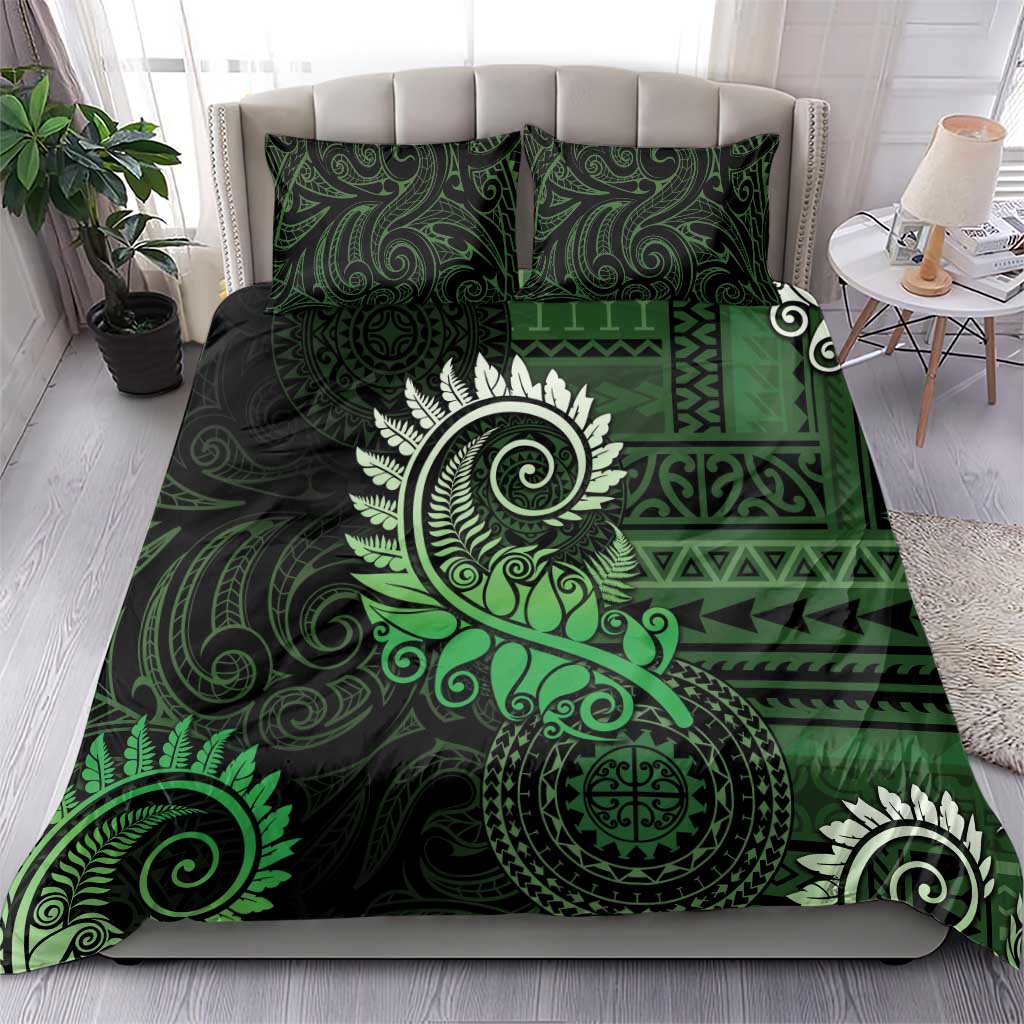 New Zealand Maori Koru Fern Bedding Set Spiral Polynesian Style Green LT05 - Polynesian Pride