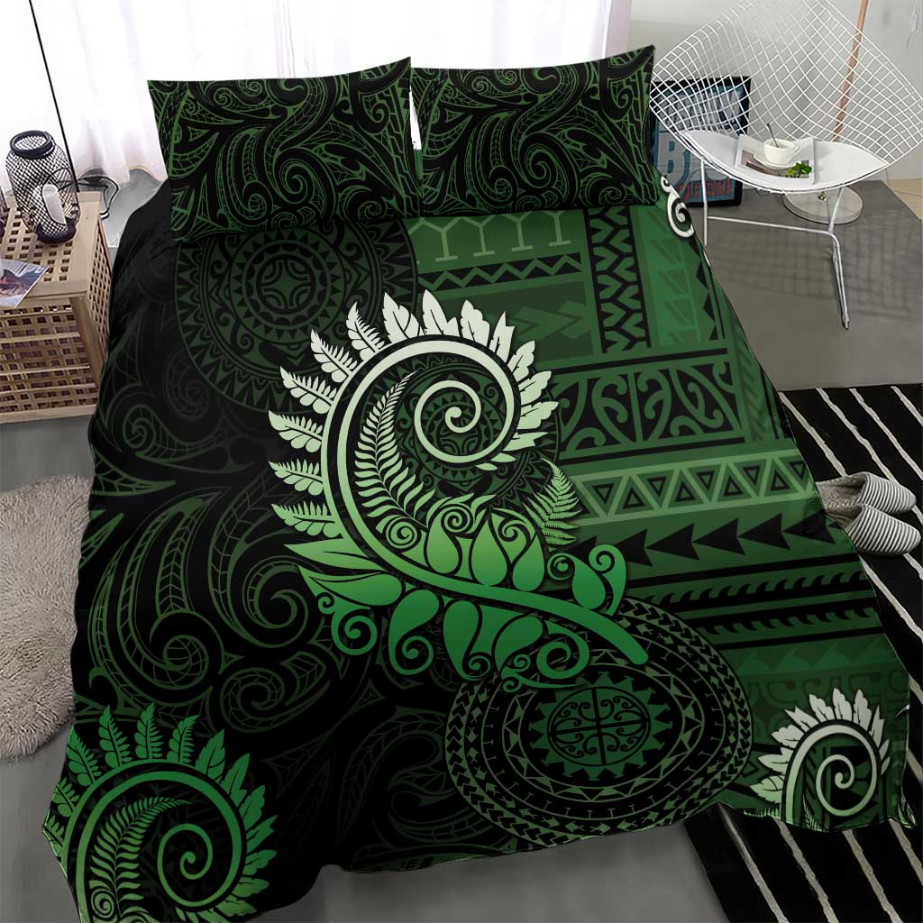 New Zealand Maori Koru Fern Bedding Set Spiral Polynesian Style Green LT05 - Polynesian Pride