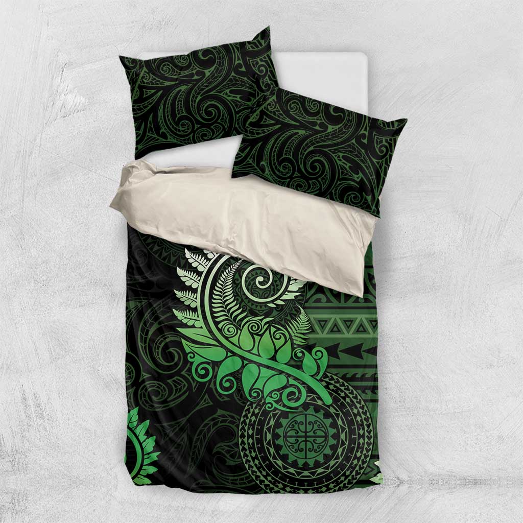 New Zealand Maori Koru Fern Bedding Set Spiral Polynesian Style Green LT05 US Twin 172cm x 218cm Green - Polynesian Pride