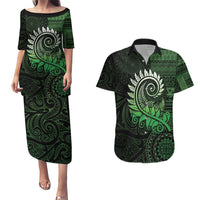 New Zealand Maori Koru Fern Couples Matching Puletasi and Hawaiian Shirt Spiral Polynesian Style Green LT05 Green - Polynesian Pride