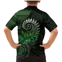 New Zealand Maori Koru Fern Family Matching Mermaid Dress and Hawaiian Shirt Spiral Polynesian Style Green LT05 - Polynesian Pride
