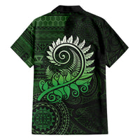 New Zealand Maori Koru Fern Family Matching Off Shoulder Short Dress and Hawaiian Shirt Spiral Polynesian Style Green LT05 - Polynesian Pride