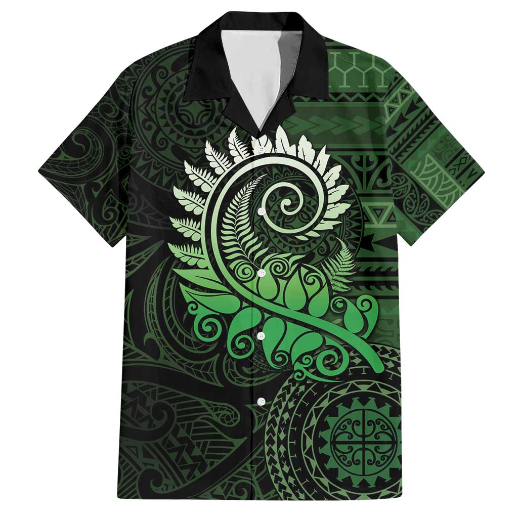 New Zealand Maori Koru Fern Hawaiian Shirt Spiral Polynesian Style Green LT05 Green - Polynesian Pride