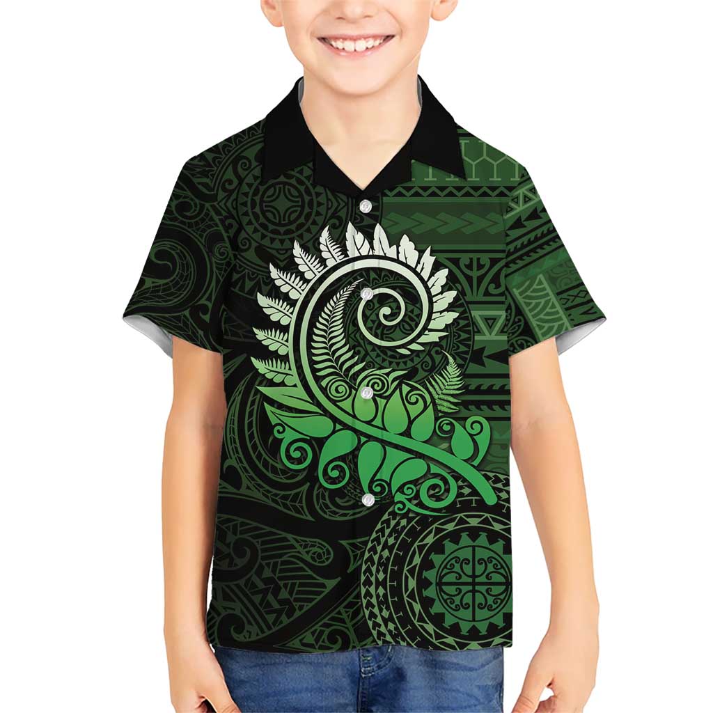 New Zealand Maori Koru Fern Hawaiian Shirt Spiral Polynesian Style Green LT05 - Polynesian Pride