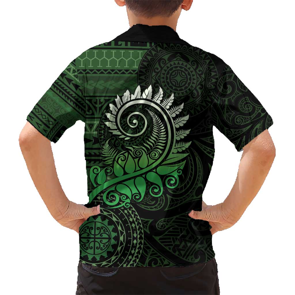 New Zealand Maori Koru Fern Hawaiian Shirt Spiral Polynesian Style Green LT05 - Polynesian Pride