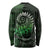 New Zealand Maori Koru Fern Long Sleeve Shirt Spiral Polynesian Style Green