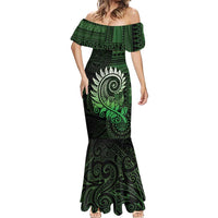 New Zealand Maori Koru Fern Mermaid Dress Spiral Polynesian Style Green LT05 - Polynesian Pride