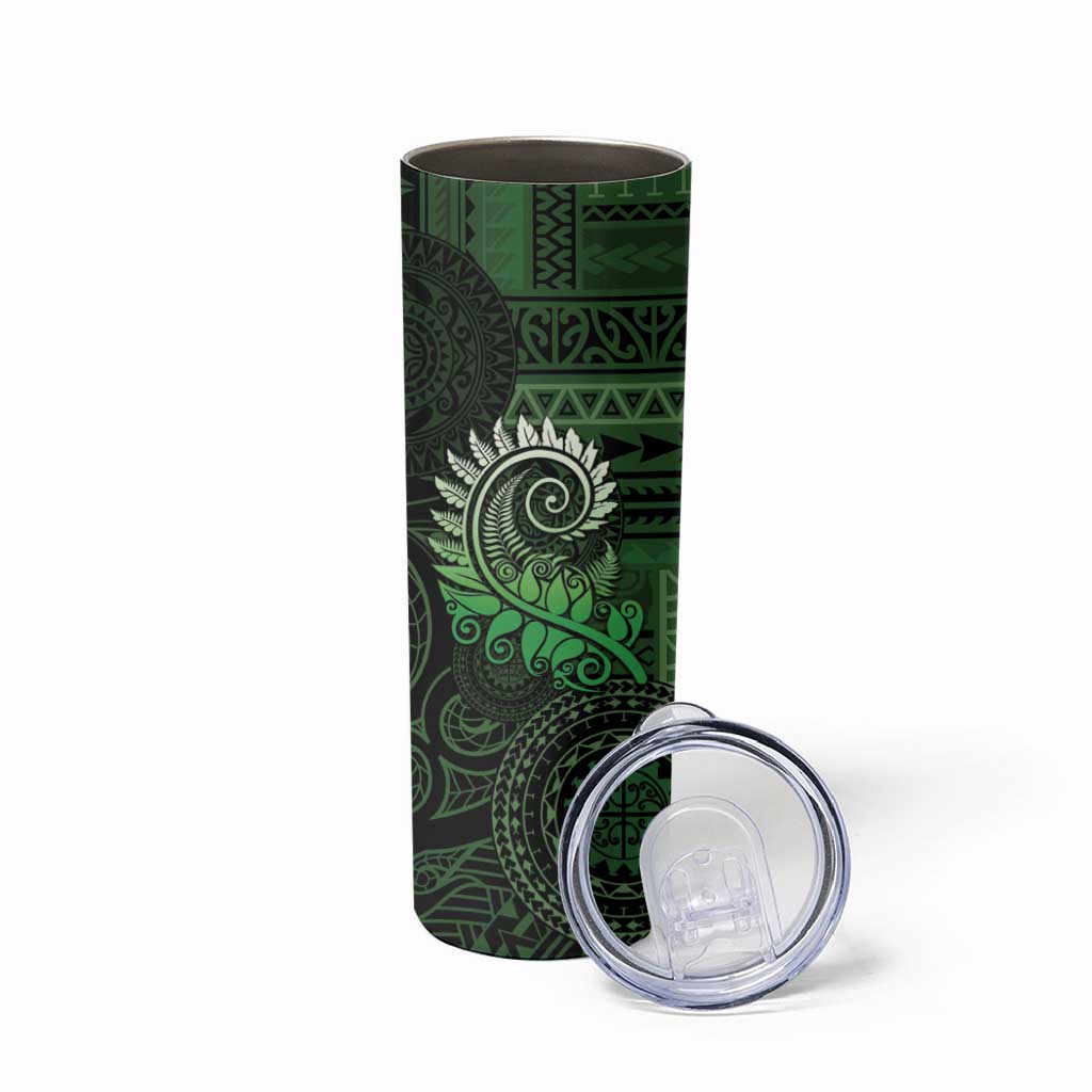 New Zealand Maori Koru Fern Skinny Tumbler Spiral Polynesian Style Green LT05 - Polynesian Pride