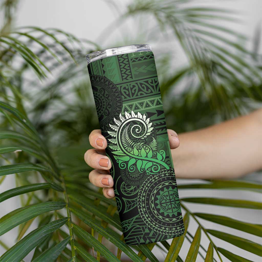 New Zealand Maori Koru Fern Skinny Tumbler Spiral Polynesian Style Green LT05 - Polynesian Pride