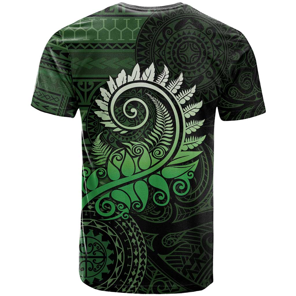 New Zealand Maori Koru Fern T Shirt Spiral Polynesian Style Green