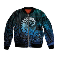 New Zealand Maori Koru Fern Bomber Jacket Spiral Polynesian Style Aqua Gradient LT05 Unisex Aqua - Polynesian Pride