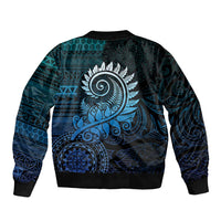 New Zealand Maori Koru Fern Bomber Jacket Spiral Polynesian Style Aqua Gradient LT05 - Polynesian Pride