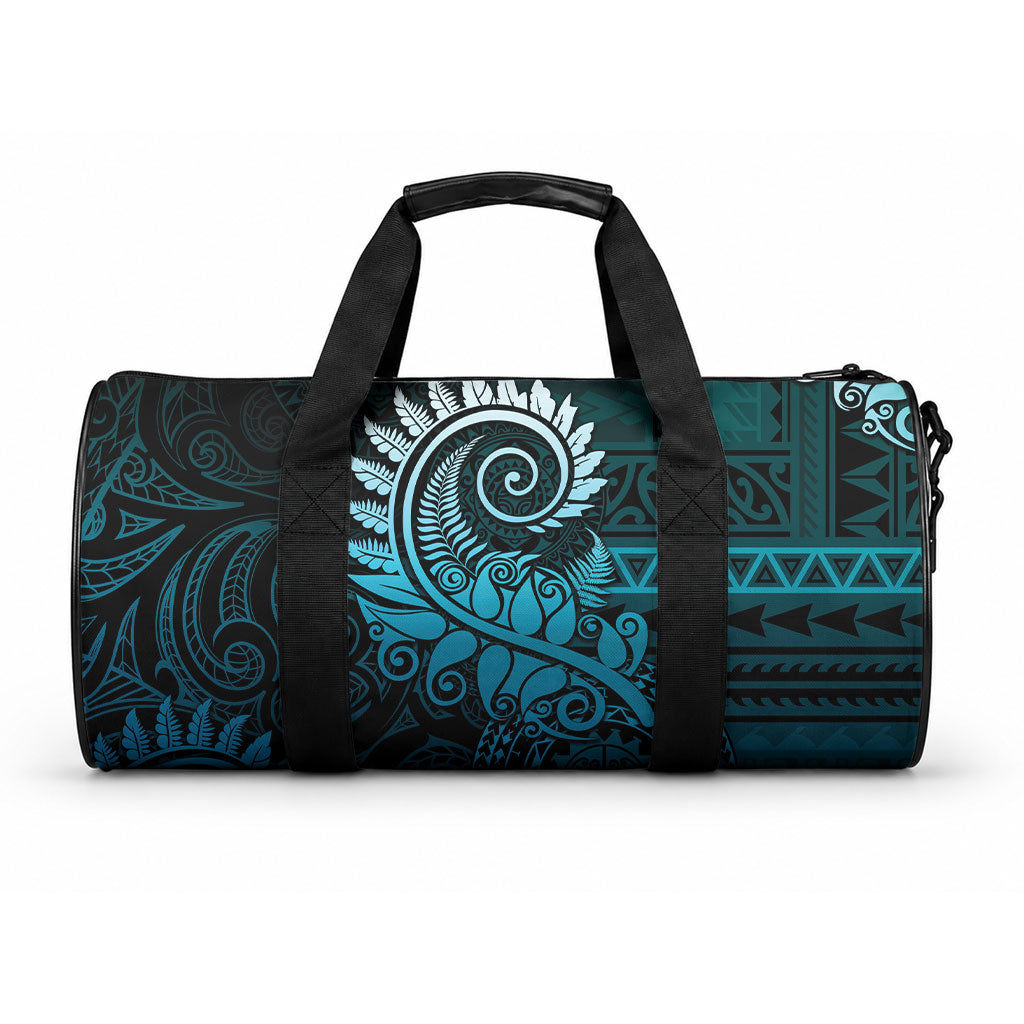 New Zealand Maori Koru Fern Duffle Bag Spiral Polynesian Style Aqua Gradient LT05 One size Aqua - Polynesian Pride