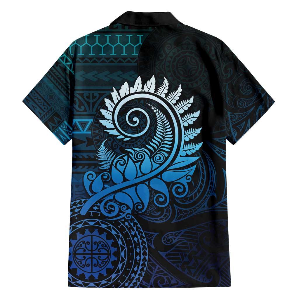 New Zealand Maori Koru Fern Family Matching Summer Maxi Dress and Hawaiian Shirt Spiral Polynesian Style Aqua Gradient LT05 - Polynesian Pride
