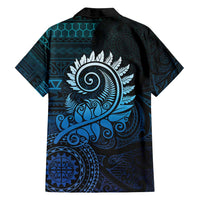 New Zealand Maori Koru Fern Family Matching Tank Maxi Dress and Hawaiian Shirt Spiral Polynesian Style Aqua Gradient LT05 - Polynesian Pride