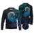 New Zealand Maori Koru Fern Ugly Christmas Sweater Spiral Polynesian Style Aqua Gradient