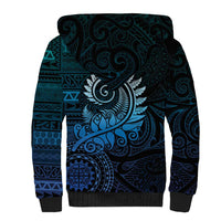 New Zealand Maori Koru Fern Sherpa Hoodie Spiral Polynesian Style Aqua Gradient LT05 - Polynesian Pride