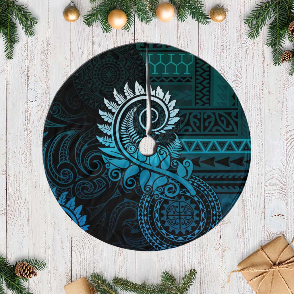 New Zealand Maori Koru Fern Tree Skirt Spiral Polynesian Style Aqua Gradient LT05 Casual Aqua - Polynesian Pride